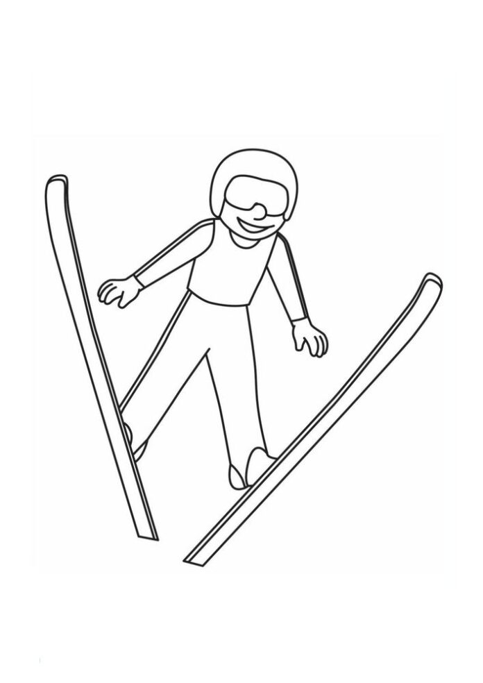 Omaľovánky na skákanie na lyžiach na vytlačenie
