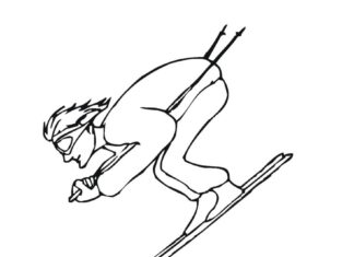 lyžařské slalomové omalovánky k vytisknutí