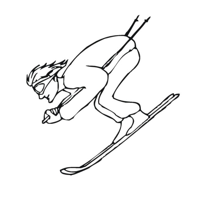 slalom na nartach kolorowanka do drukowania