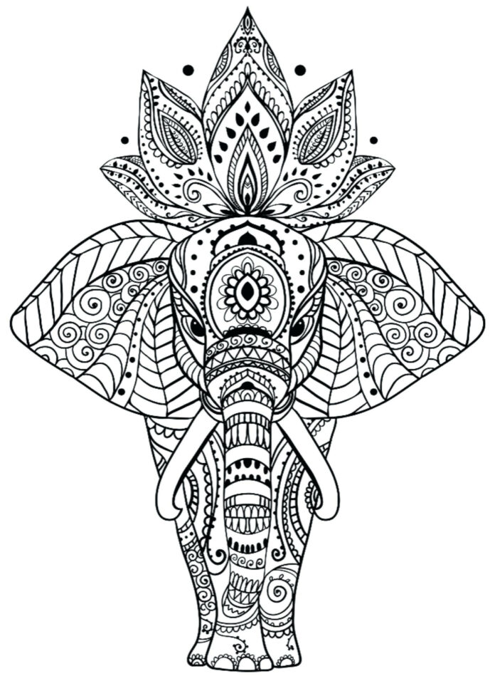 Mandala elefant bild som kan skrivas ut
