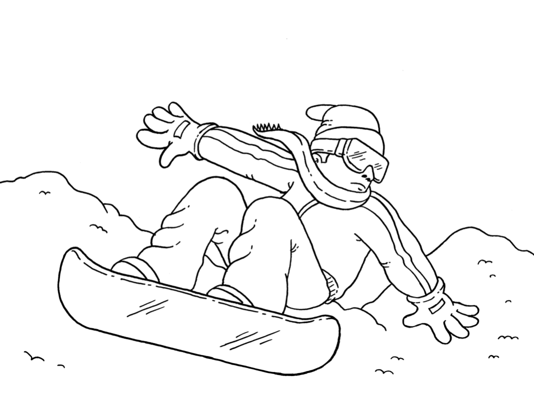snowboard colouring book to print