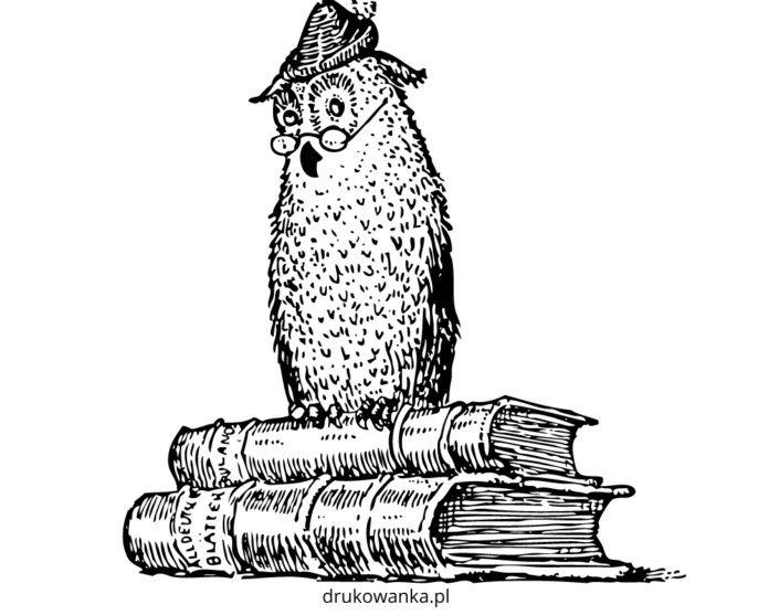 owl with a book coloring book to print