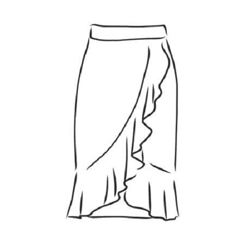 Nederdel med flæse til udskrivning