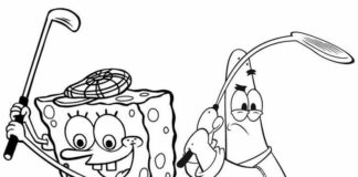 Spongebob och Patrick Golf färgbok att skriva ut