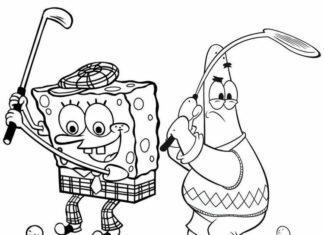 Spongebob a Patrik golf omaľovánky k vytlačeniu