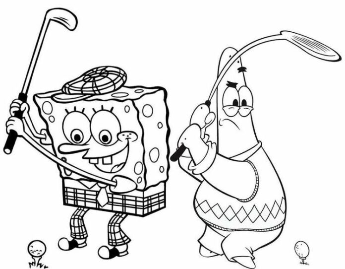 Spongebob a Patrik golf omaľovánky k vytlačeniu