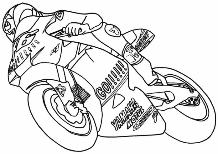 sporty motorcycle coloring book to print