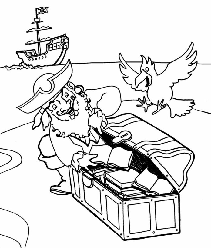 pirátský poklad - omalovánky k vytisknutí