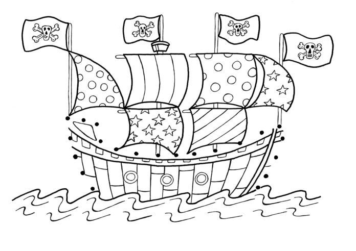 barbariskt skepp som kan skrivas ut och färgläggas