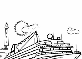 ship at sea coloring book to print