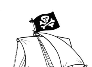 pirátská loď - omalovánky k vytisknutí