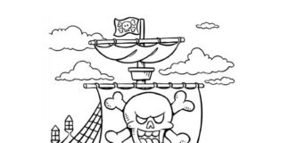 pirate flag ship coloring book to print