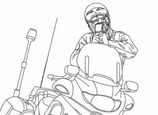livre à colorier "swat on a motorbike" à imprimer