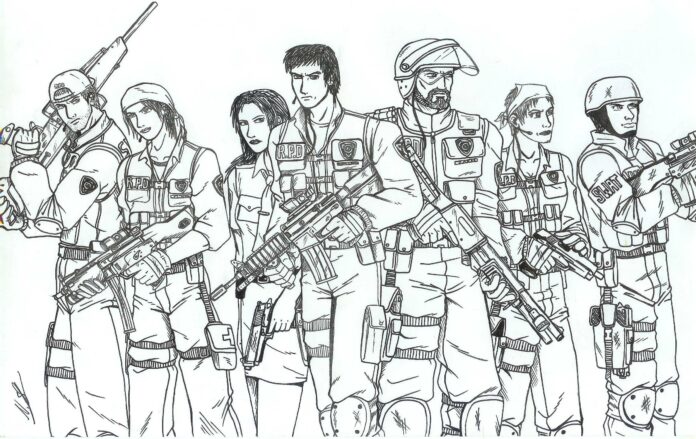 swat in action coloring book to print