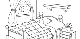 bedroom at home coloring book to print