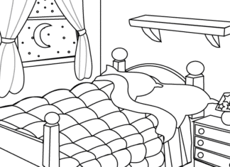 bedroom at home coloring book to print