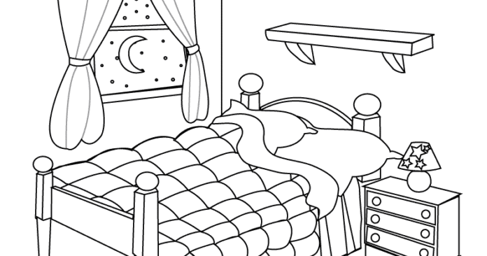 bedroom at home coloring book to print