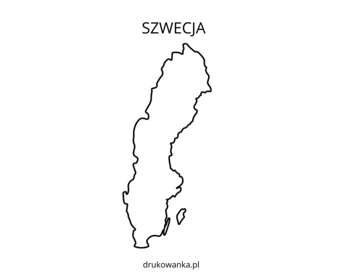 スウェーデン地図の塗り絵印刷