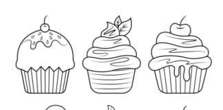 söta muffins som kan skrivas ut och färgläggas