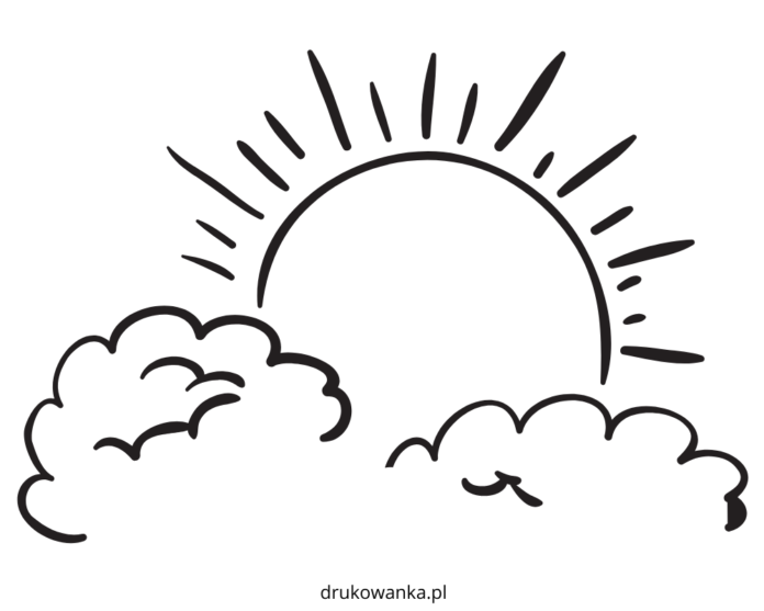 sun behind the clouds coloring book to print