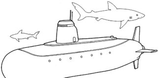 tajemniczy okręt podwodny kolorowanka do drukowania