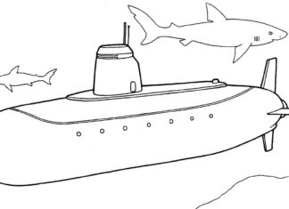 不思議な潜水艦の塗り絵プリント