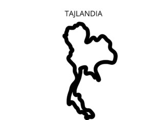 Mapa tajlandu na vyfarbenie k vytlačeniu
