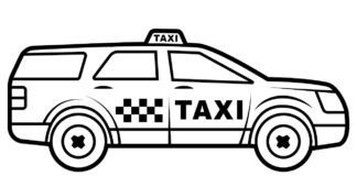 Livre à colorier sur le taxi-bagages à imprimer