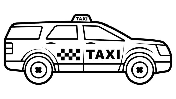 Libro para colorear de taxis con equipaje para imprimir