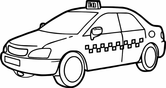 city taxi målarbok att skriva ut