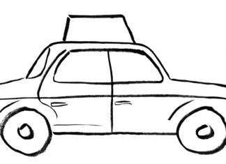 cab drawing coloring book to print