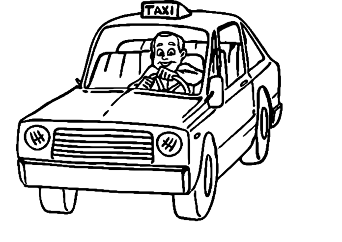taxachauffør til farvelægning til udskrivning