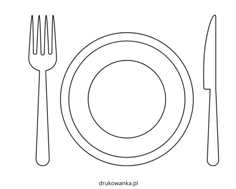 Plate and cutlery coloring book to print and online