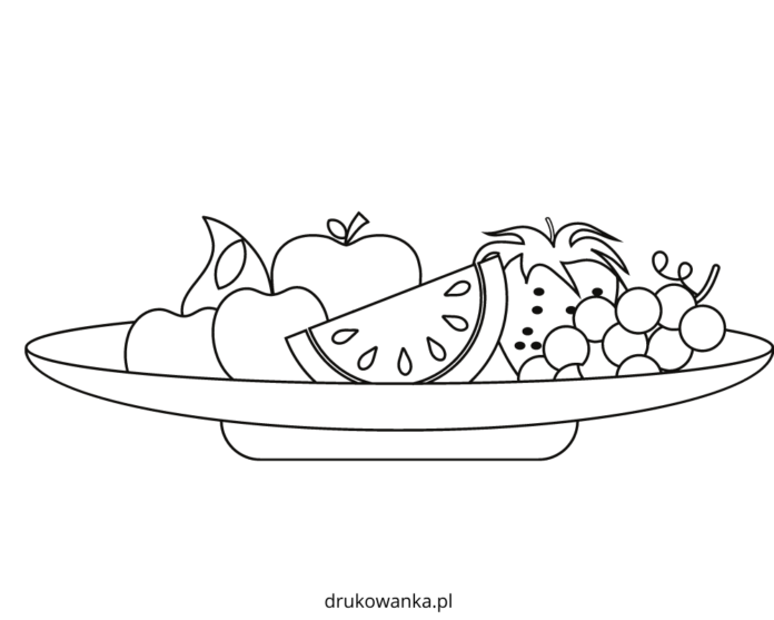 fruit plate coloring book to print