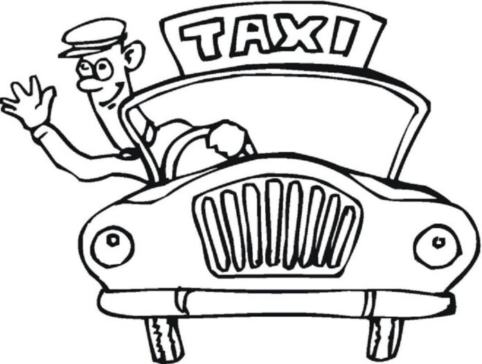 Taxi a taxikár omaľovánky k vytlačeniu