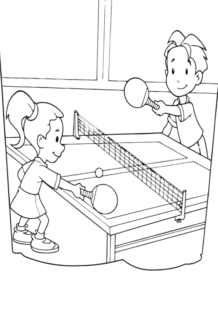 Libro para colorear de tenis de mesa para niños imprimible y en línea
