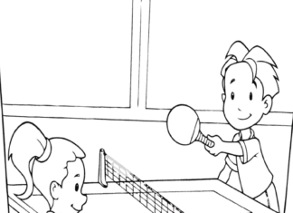 Feuille à colorier "Tennis de table pour enfants" à imprimer