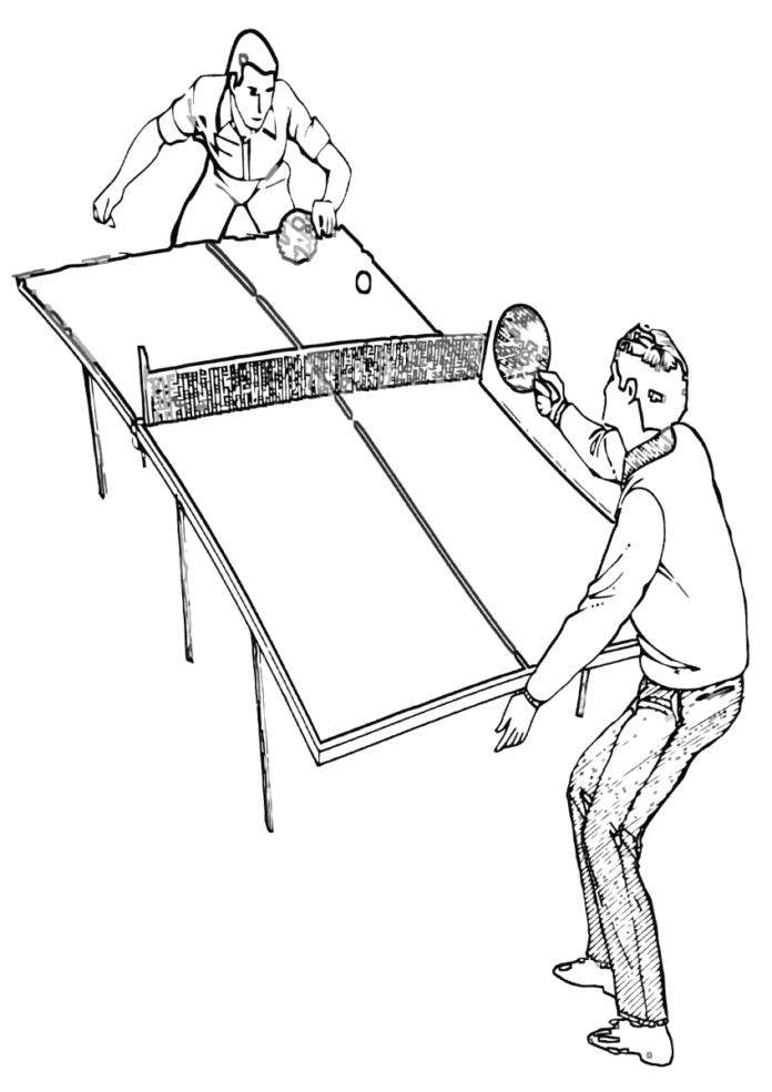 stolný tenis kreslenie omaľovánky k vytlačeniu