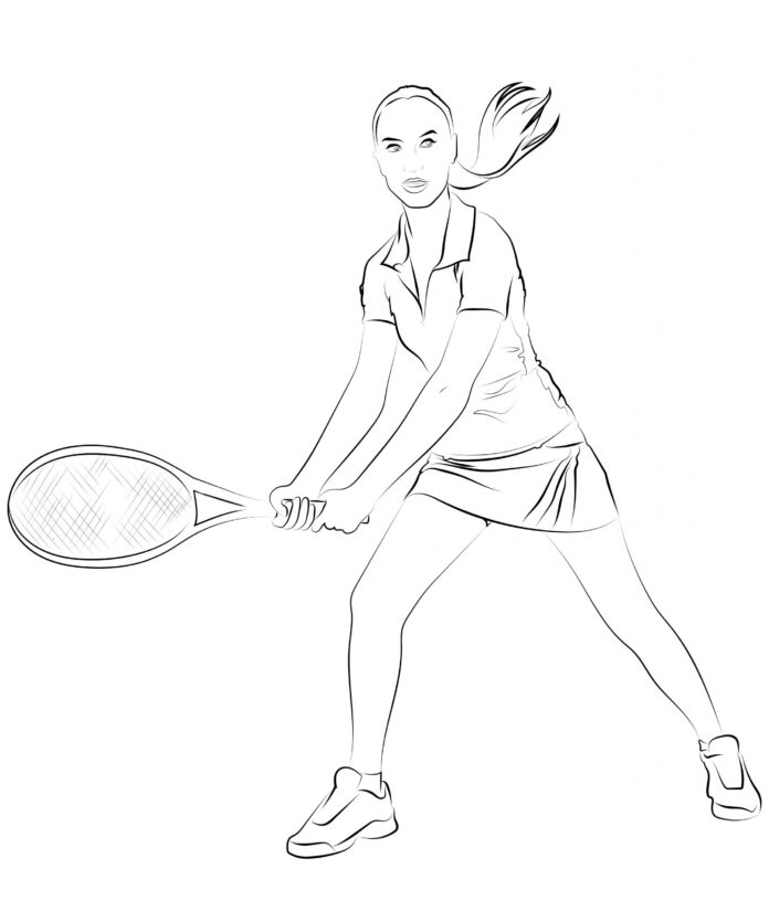 tennis player on the court coloring book to print