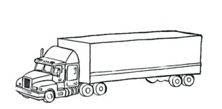 lastbil med sættevogn malebog til udskrivning