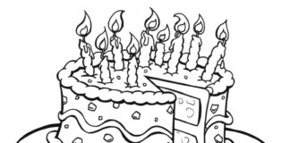cake for kids coloring book to print