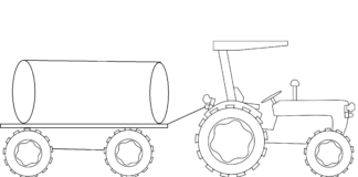 Traktor mit Fass-Malbuch zum Ausdrucken