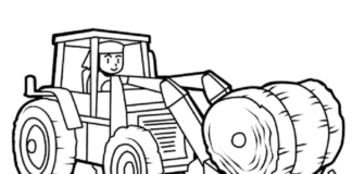 tractor with bales coloring book to print