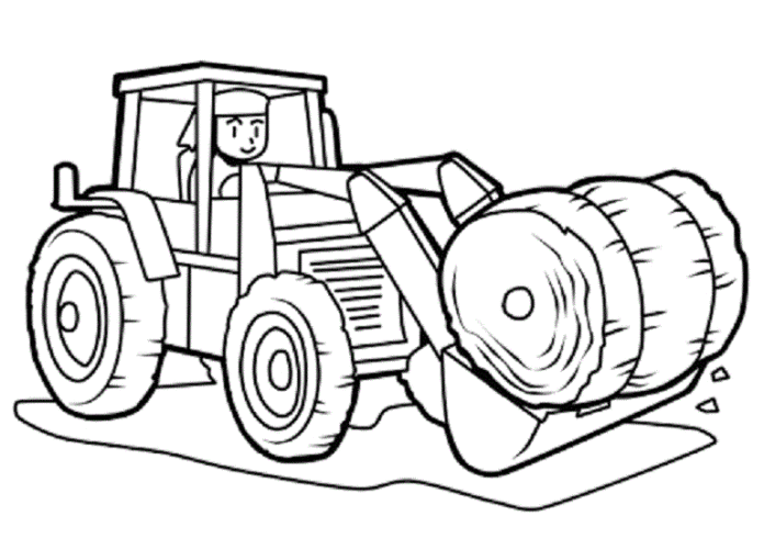 tractor with bales coloring book to print