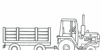 Traktor mit Baum-Malbuch zum Ausdrucken