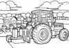 Traktor so sejačkou na vytlačenie omaľovánky