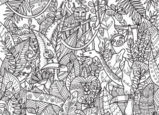 tropical forest coloring book to print