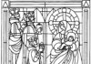 tre konger farvelægningsbog til farvelægning af glasmaleri til udskrivning