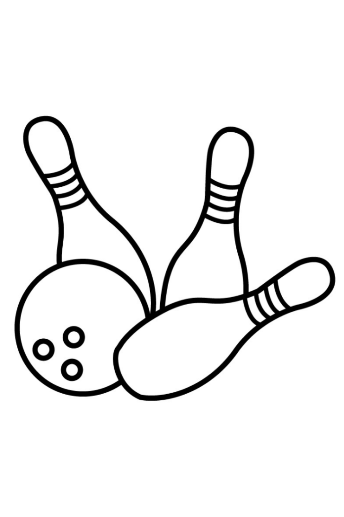 three bowling coloring book to print