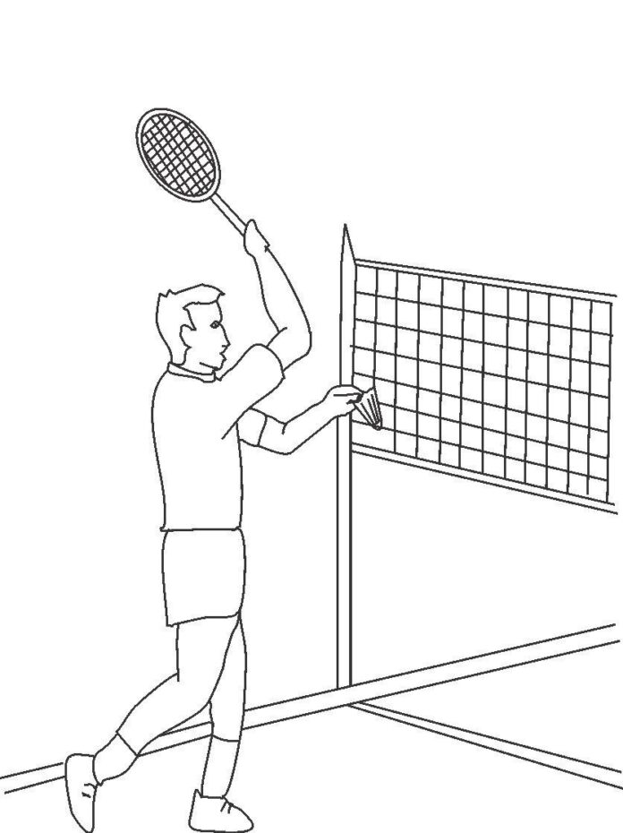 folha de coloração de torneio de badminton para impressão